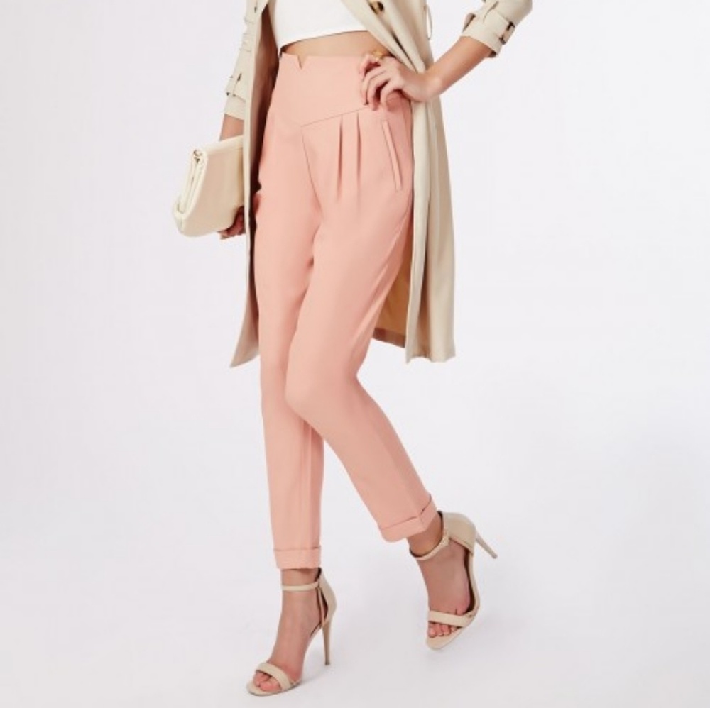 Missguided Pink Cigarette Ankle Trousers